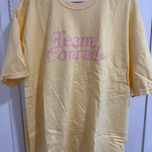 Comfort Colors Soft Yellow Tee with Pink Graphic